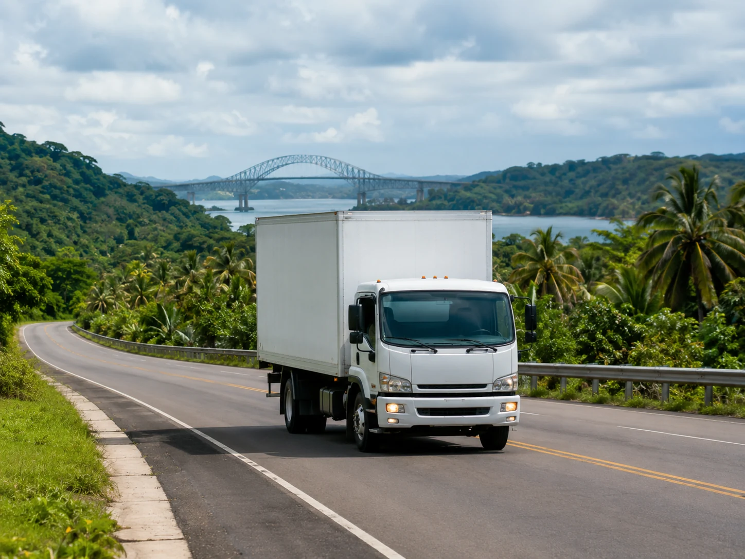 Camión de distribución nacional recorriendo una ruta en Panamá